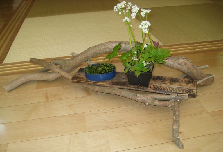 天然の小枝でできた飾り台 - 机/テーブル